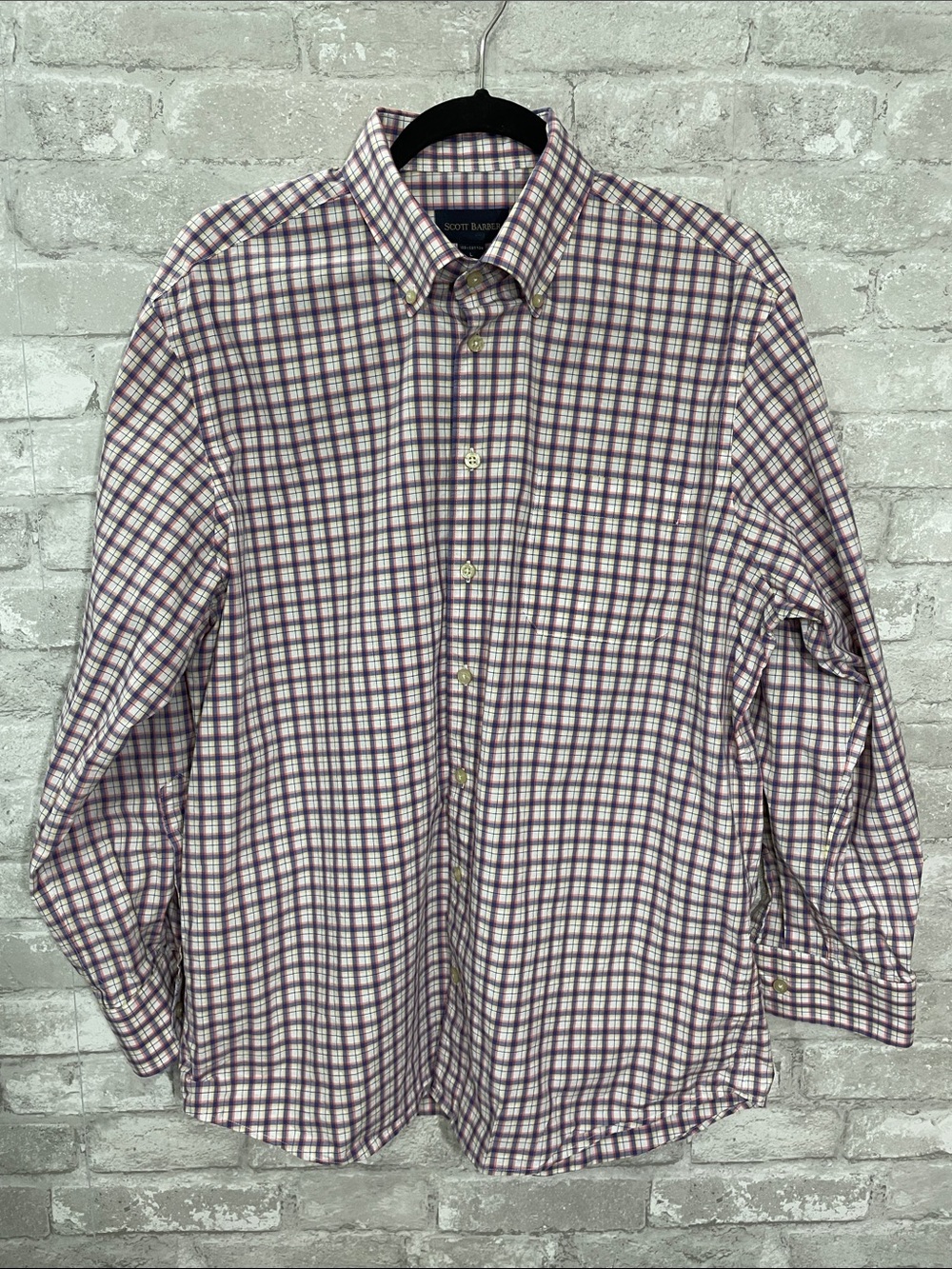 Scott Barber Men's Purple Plaid Button-Down Shirt